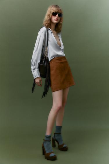 SUEDE PLATFORM SANDALS - Brown by Zara - Image 0