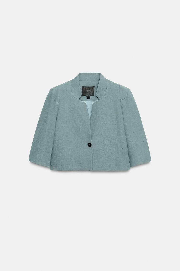 Blazer cropped de mezcla de lino colección ZW 3