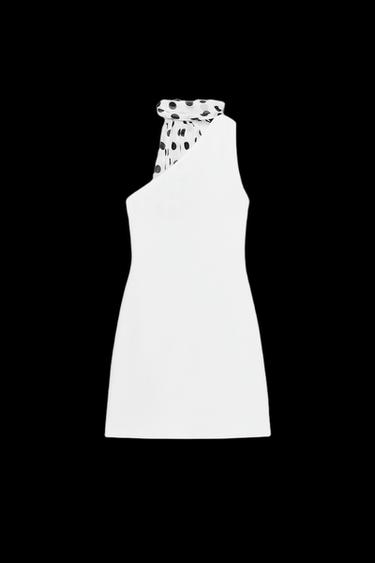 HALTERNECK DRESS WITH POLKA DOT SCARF - White by Zara