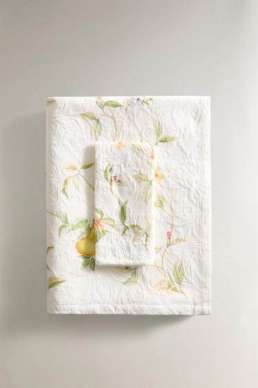 MANTEL ALGODÓN JACQUARD PERAS - Verdoso de Zara