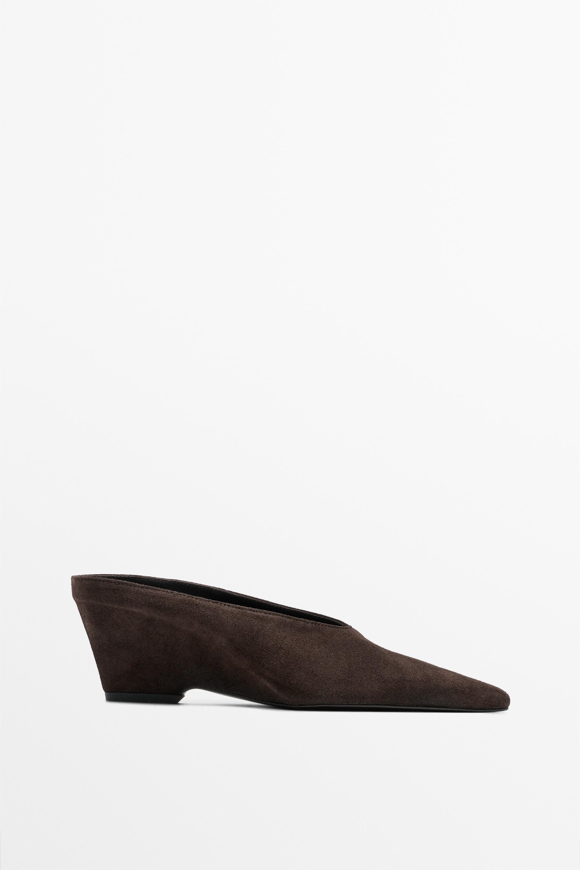 Leather slingback heel shoe — Brown