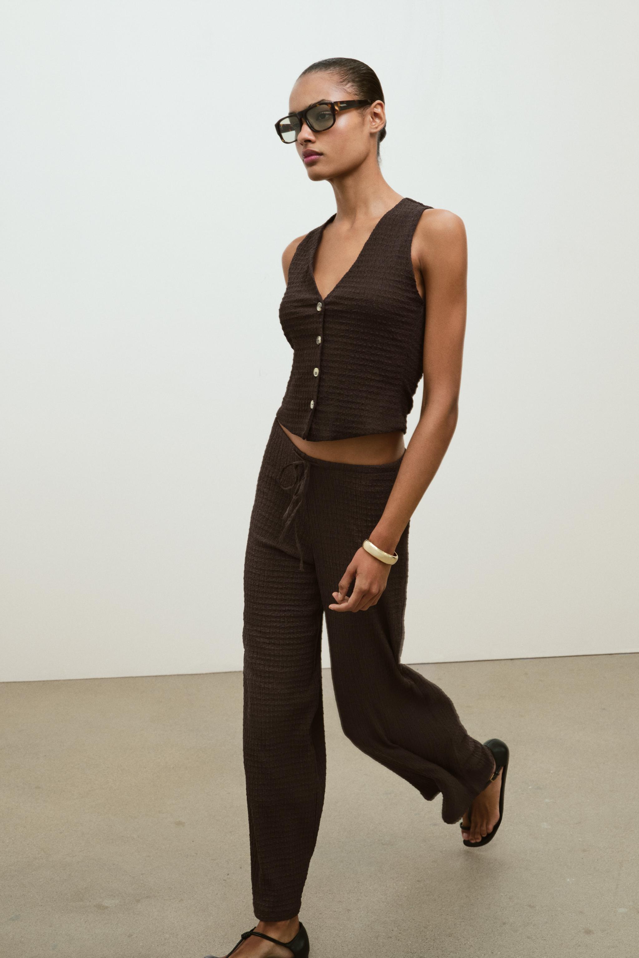 PANTALON DROIT TEXTURÉ