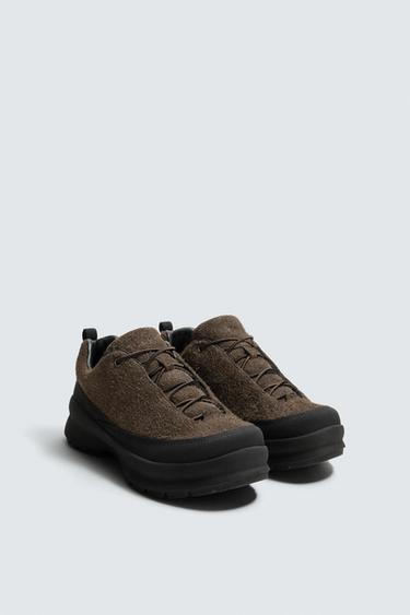 LEATHER TREK TRAINERS - Brown by Zara
