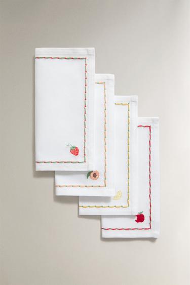 LOT DE SERVIETTES COCKTAIL FRUITS (LOT DE 4) - Jaune de Zara