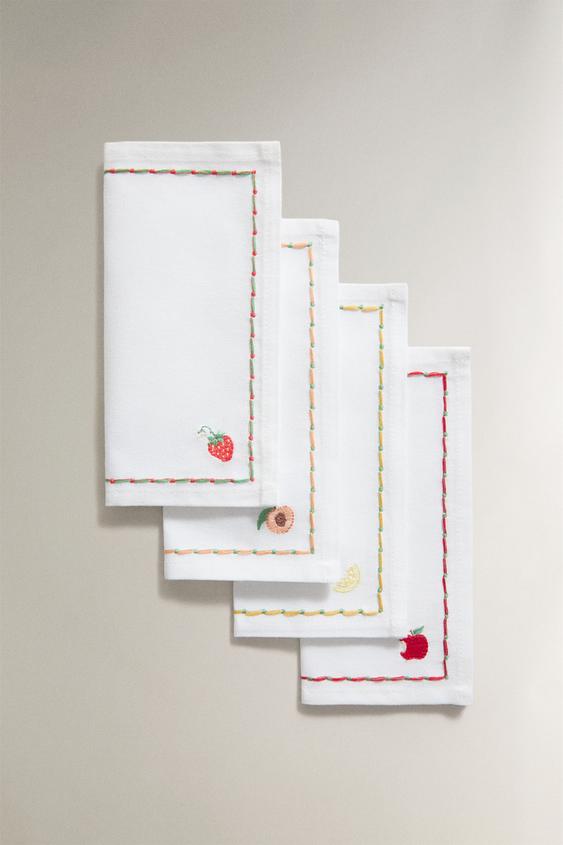 Zara SET OF FRUIT COCKTAIL NAPKINS (SET OF 4) - Yellow - Image 0
