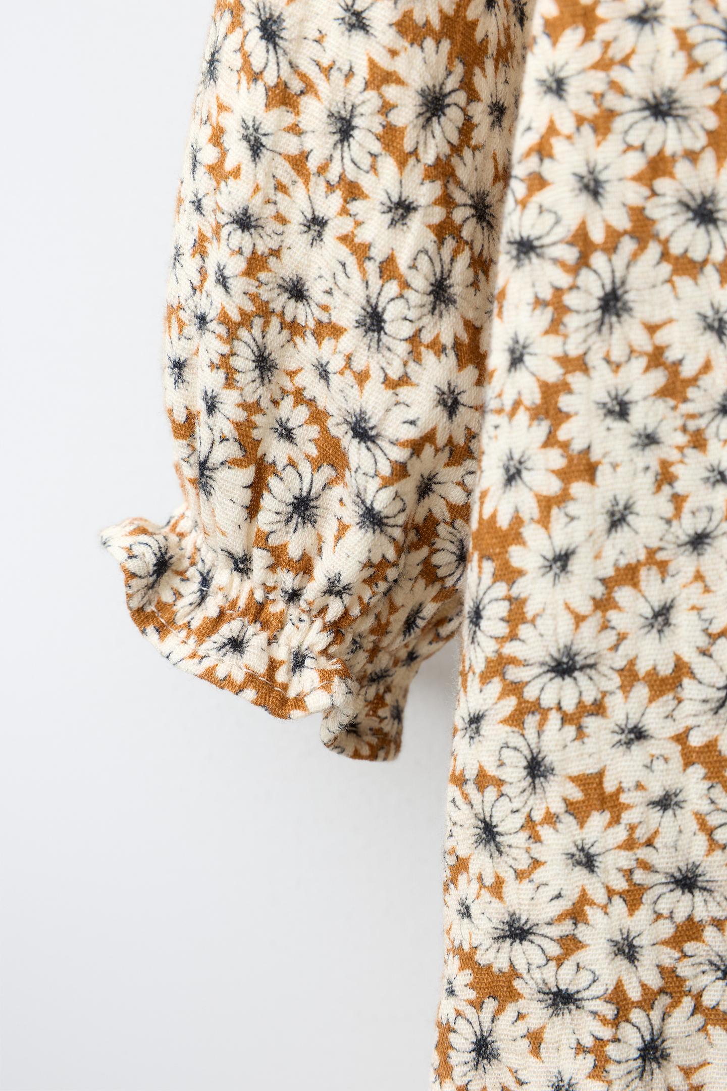 Детский комбинезон Zara Long Floral Jumpsuit, цвет: Ocher — фото 3