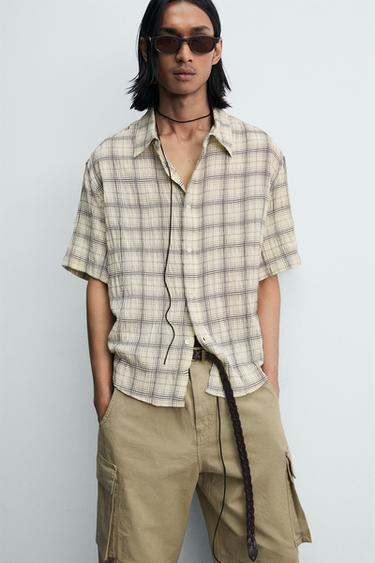 RELAXED FIT CHECK JACQUARD SHIRT - Pastel yellow by Zara - Image 6