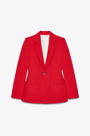 Zara FITTED BLAZER WITH SHOULDER PADS - Red