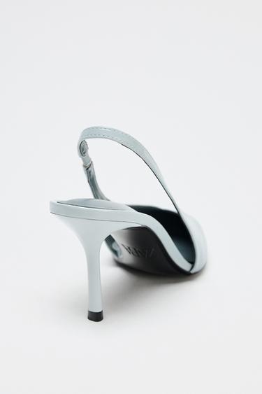 CHAUSSURES OUVERTES À L'ARRIÈRE À EFFET VERNI - Bleu de Zara - Image 5