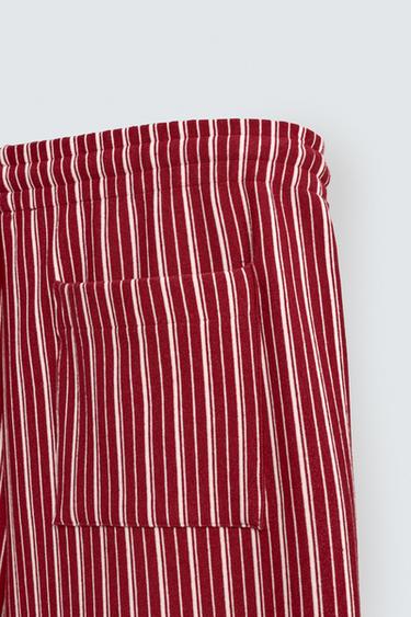 STRIPED RELAXED FIT TROUSERS - Red by Zara - Image 8