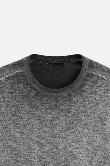 T-SHIRT DÉLAVÉ EN MAILLE - Gris anthracite de Zara - Image 7