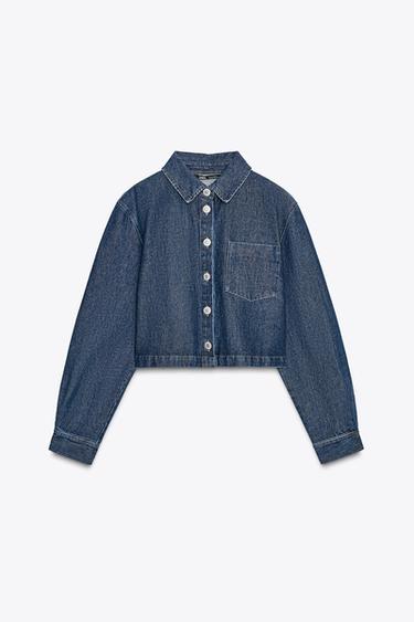 CAZADORA CROP DENIM - Azul de Zara - Imagen 0
