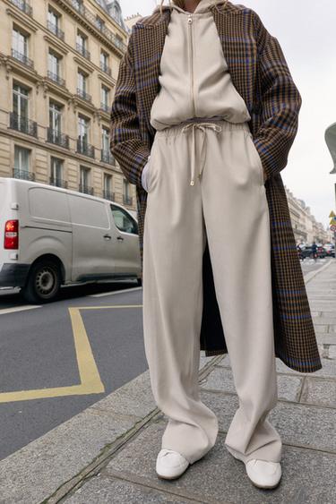 WIDE-LEG TROUSERS WITH ELASTIC WAISTBAND - Ecru by Zara