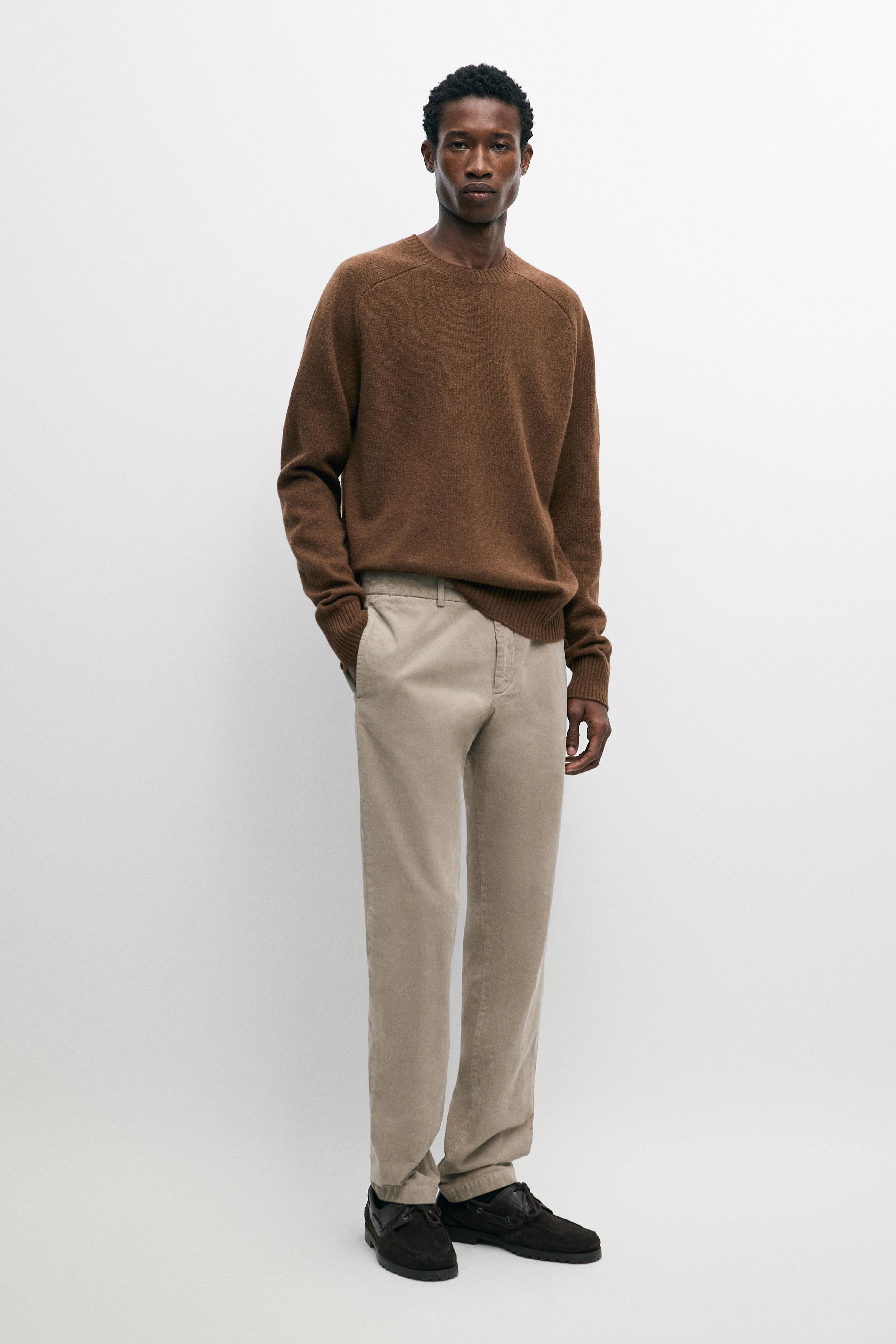 Wool-blend knit sweater with round neck