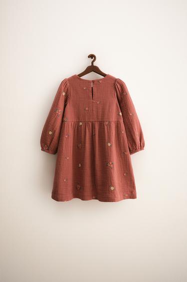 ZARA TIMELESS - ROBE BRODÉE FLEURS - Argile de Zara - Image 1