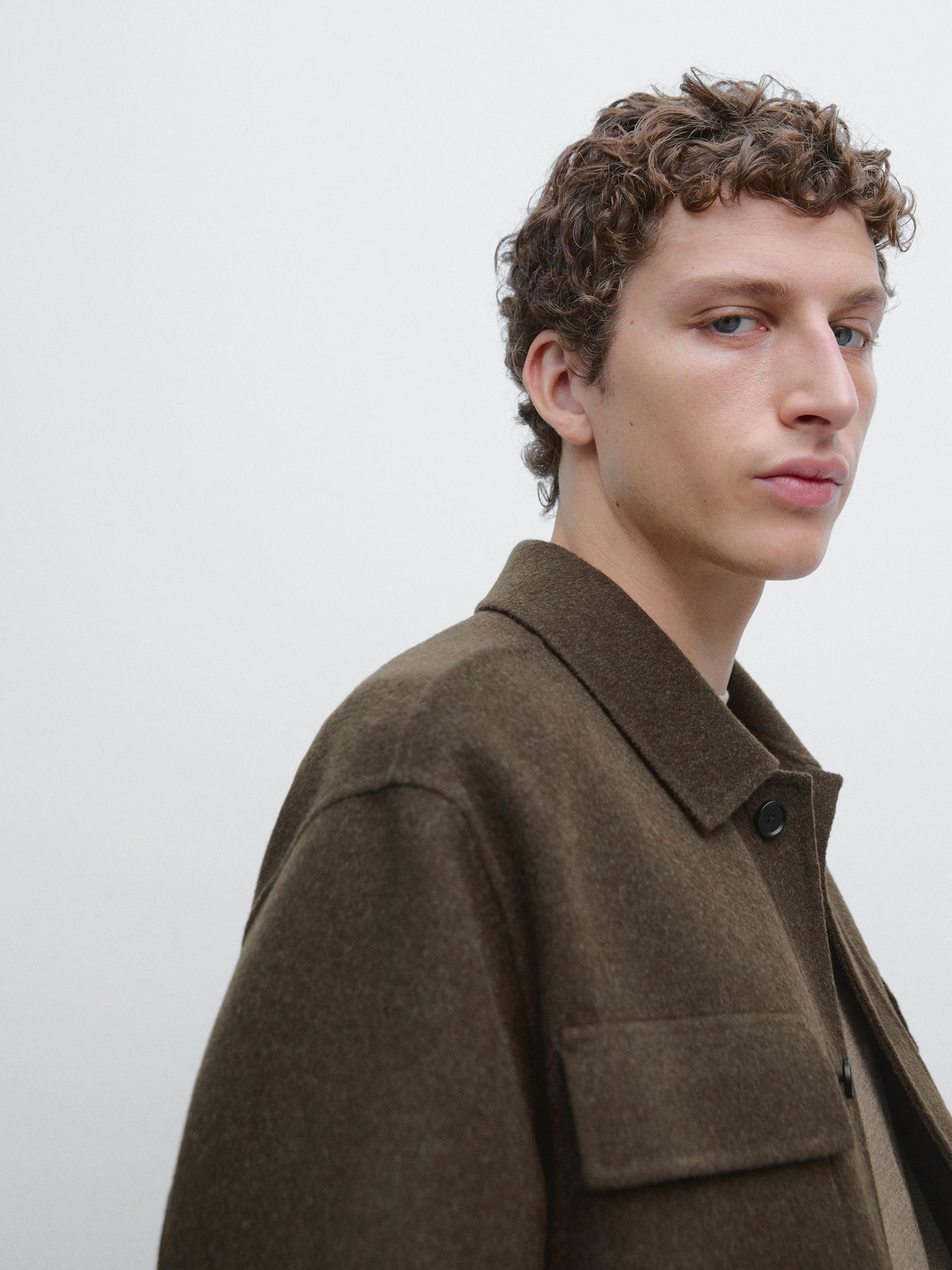 Wool blend overshirt with pockets