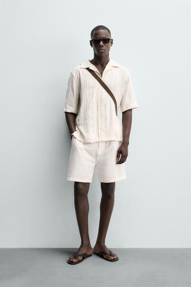 Zara GEOMETRIC JACQUARD SHIRT - Ecru - Image 0