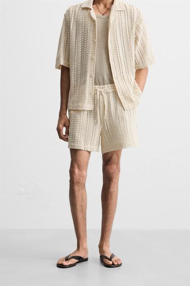 Zaras VIRKADE STRUKTURSHORTS - Benvit