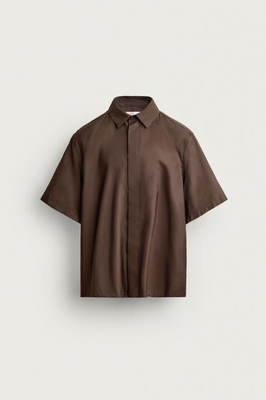 RELAXED FIT FLOWING SHIRT - Brown by Zara