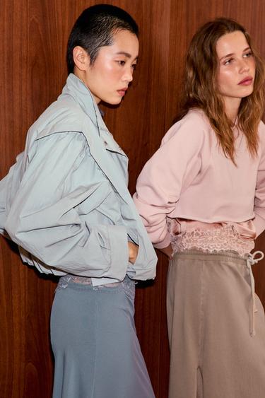 CONTRAST LACE SKIRT - Pastel blue by Zara - Image 2