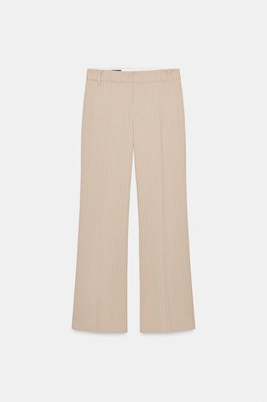 PINSTRIPE STRAIGHT-LEG TROUSERS - Beige by Zara - Image 5