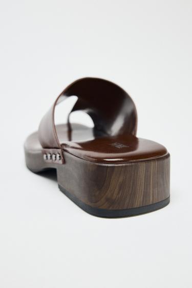 LEATHER PLATFORM SANDALS - Brown by Zara - Image 6