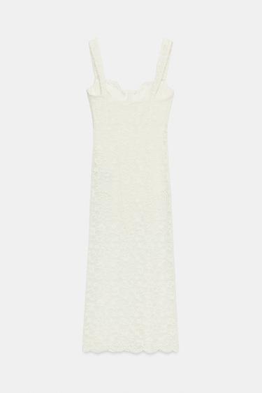 ROBE MI-LONGUE EN DENTELLE - Écru de Zara - Image 7