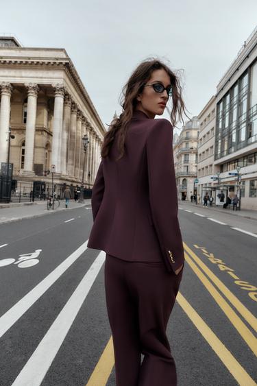 VESTE AJUSTÉE À ÉPAULETTES - Bordeaux de Zara - Image 2