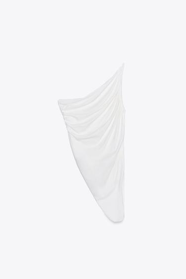 DRAPED ASYMMETRIC BODYSUIT - Oyster-white by Zara - Image 5