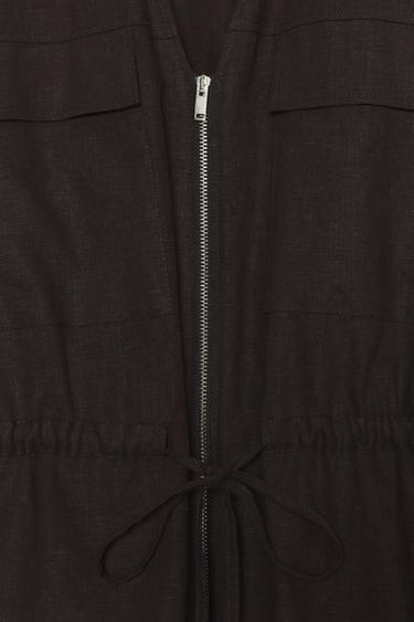 SAFARI LINEN BLEND TOP - Brown by Zara