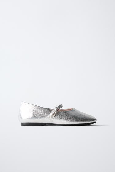 METALLIC BALLERINAS - Silver by Zara