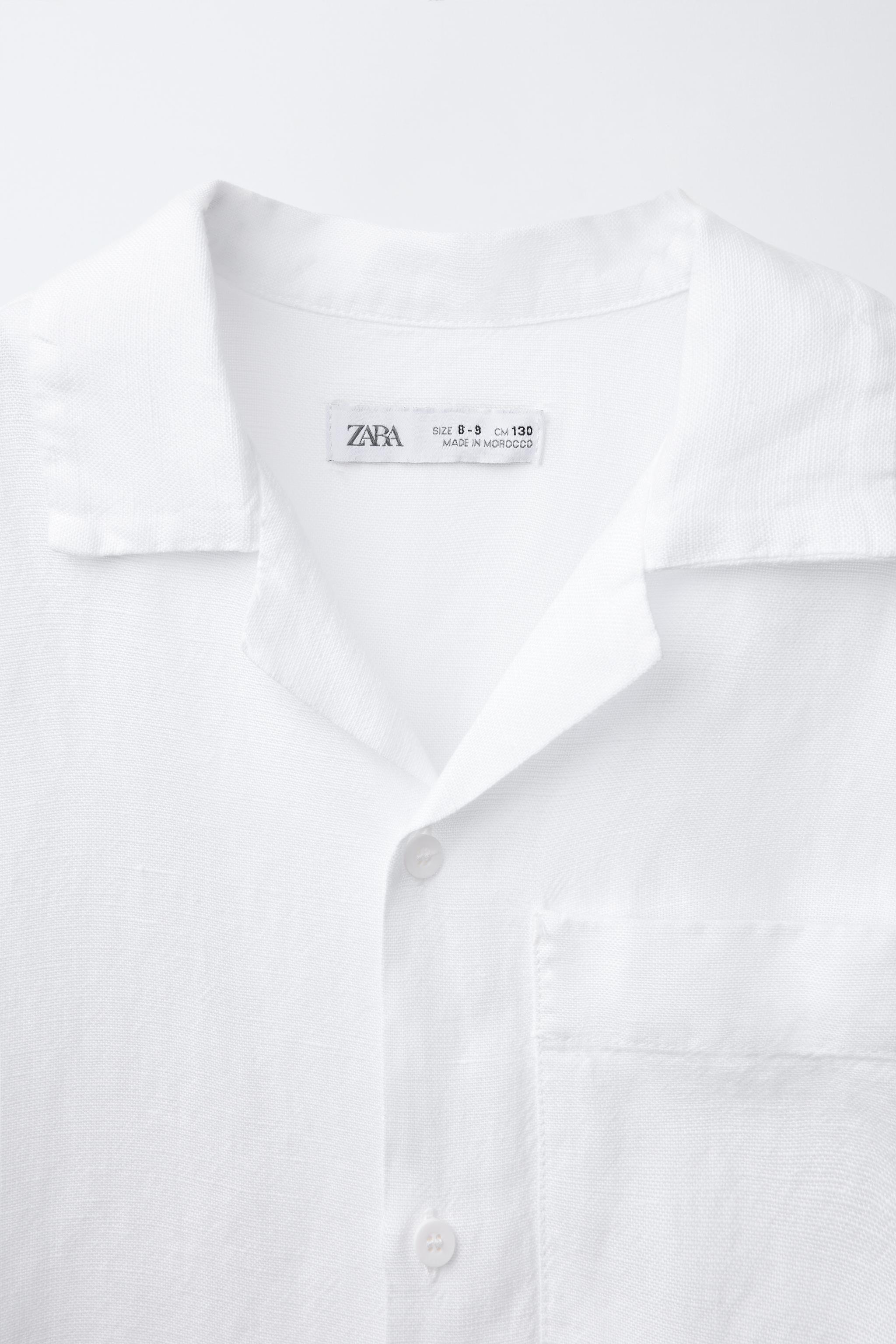 リネン混開襟シャツ - ホワイト | ZARA Japan / 日本