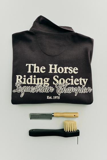 VELVET TEXT POLO SHIRT - Anthracite grey by Zara