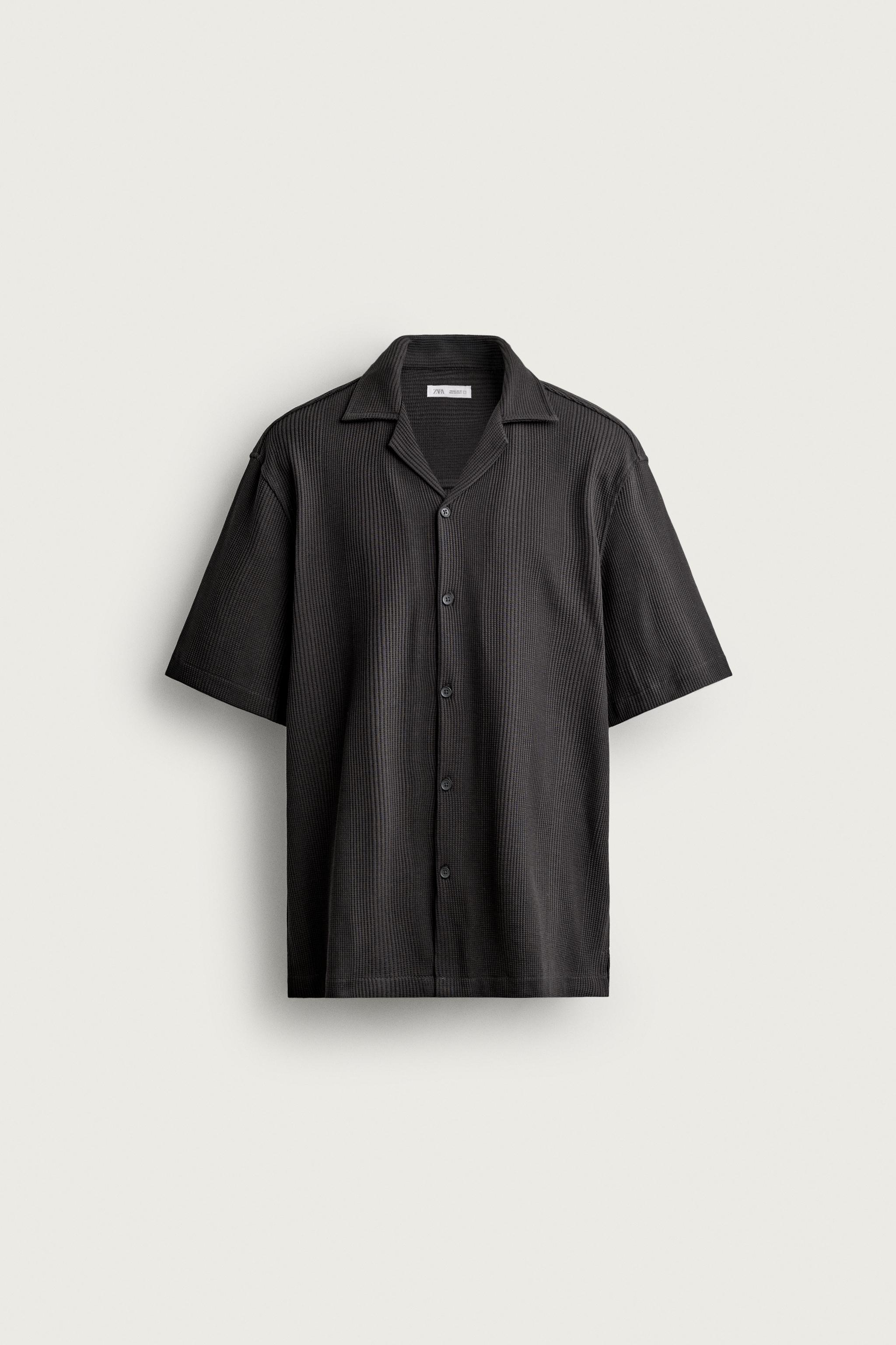 TEXTURED REGULAR FIT SHIRT — Charcoal
