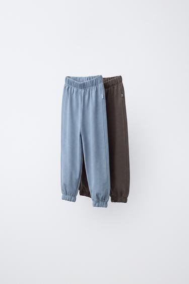 Zara 純色慢跑長褲兩件組 - 棕色 - 圖片 0