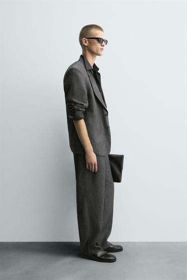 100% LINEN SUIT TROUSERS - Grey marl by Zara - Image 3