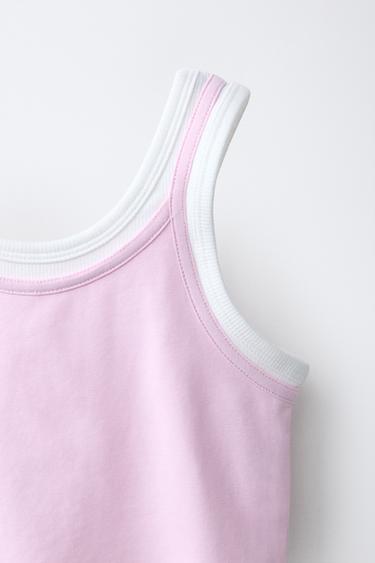 CONTRAST DOUBLE-LAYER TOP - Pink by Zara - Image 2