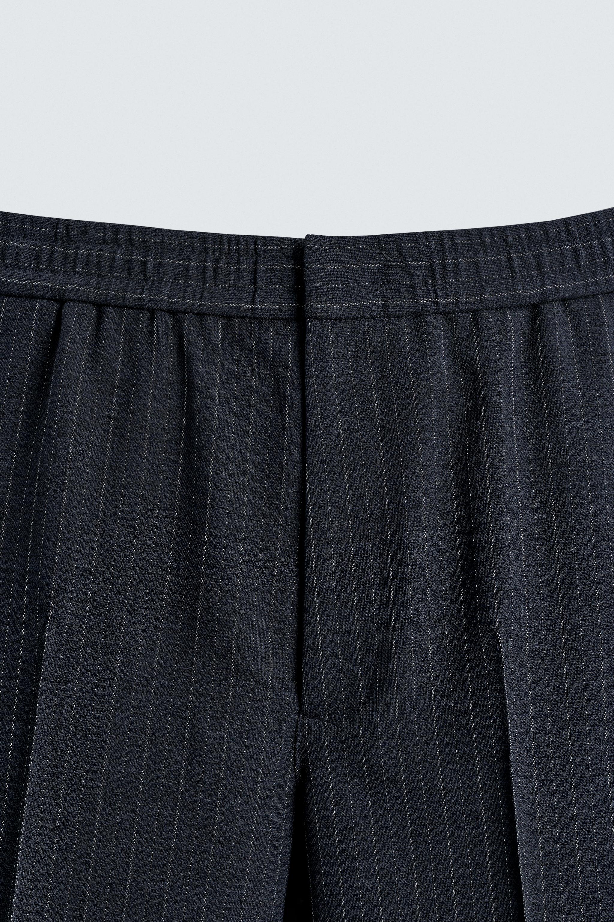 リラックスフィットピンストライプ柄パンツ - ネイビーブルー | ZARA