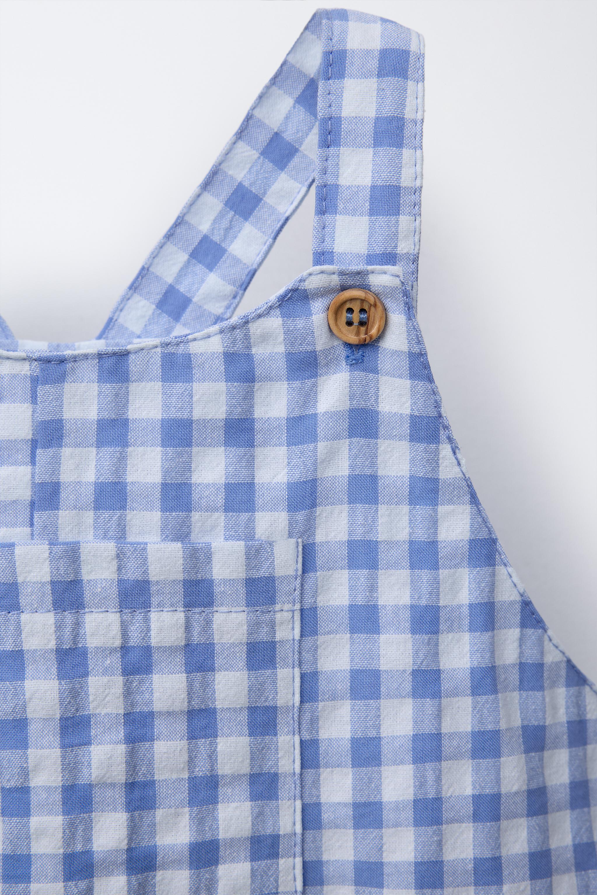 GINGHAM CHECK OVERALLS - Blue | ZARA United States