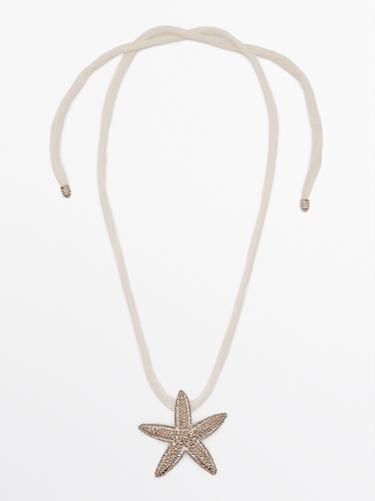 Zara Silk star cord necklace - Silver