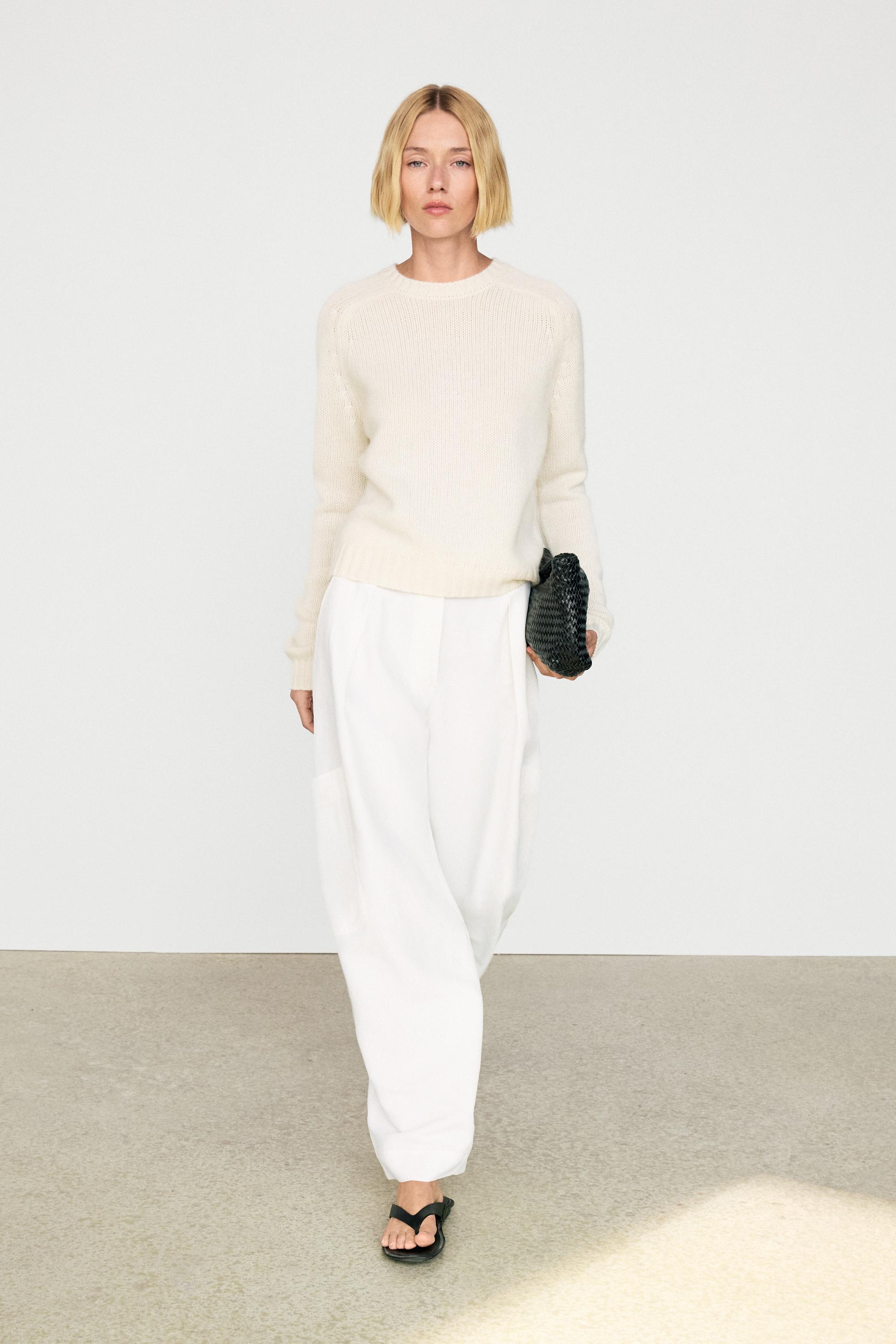 100% cashmere cropped knit sweater