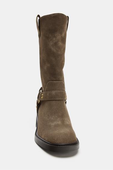BOTTINES TALONS BIKER - Gris taupe de Zara - Image 3