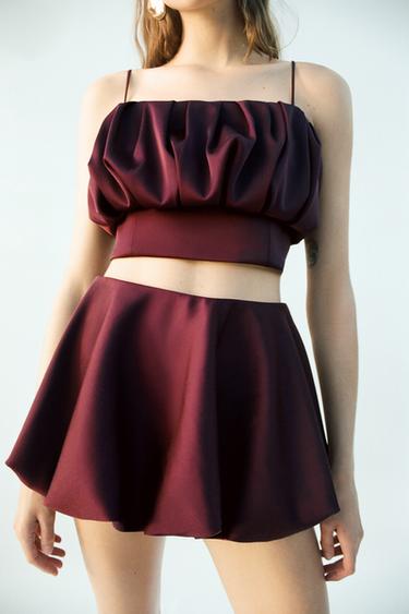 STRAPPY BALLOON TOP - Wine by Zara - Image 4