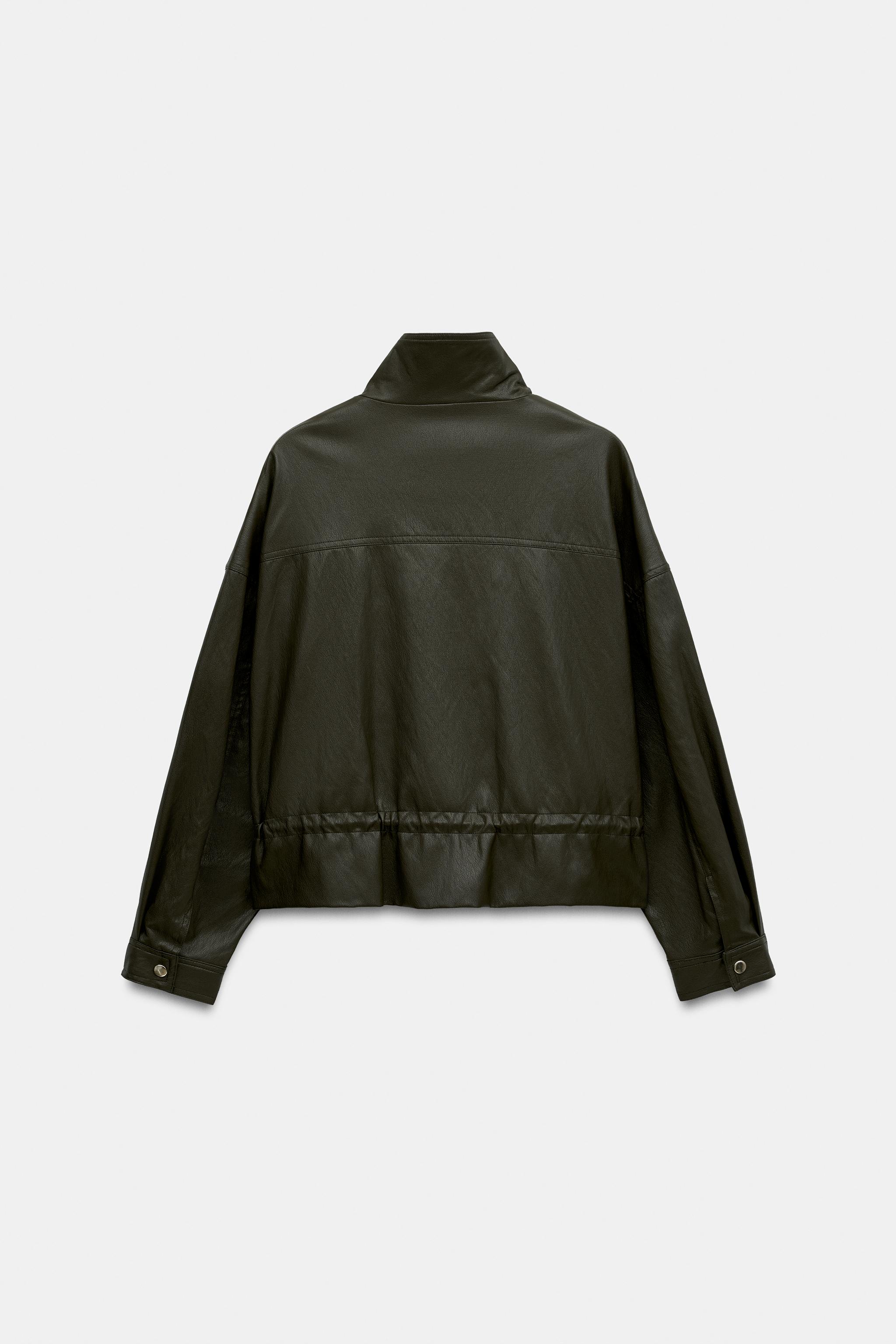 FAUX LEATHER DRAWSTRING JACKET