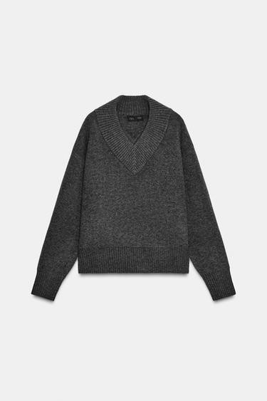 JERSEY PUNTO CUELLO PICO - Gris oscuro de Zara