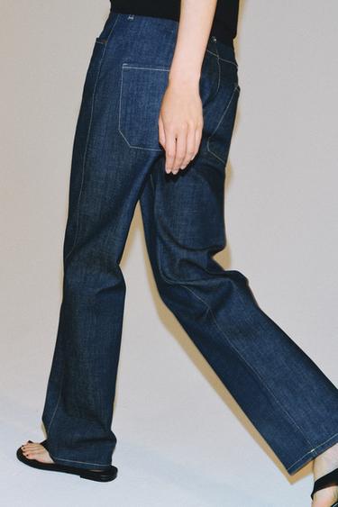 ZW COLLECTION STRAIGHT HIGH-WAIST JEANS - Blue by Zara - Image 4