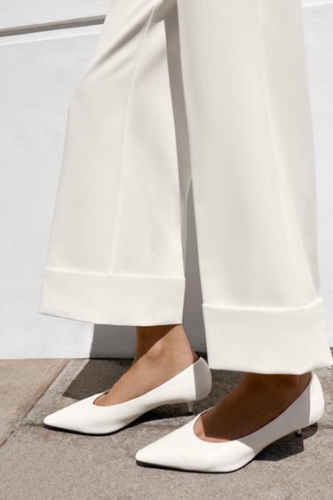 Zara POINTED KITTEN HEEL SHOES - White - Image 0