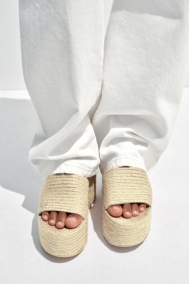 JUTE PLATFORM WEDGES - Light beige by Zara - Image 0