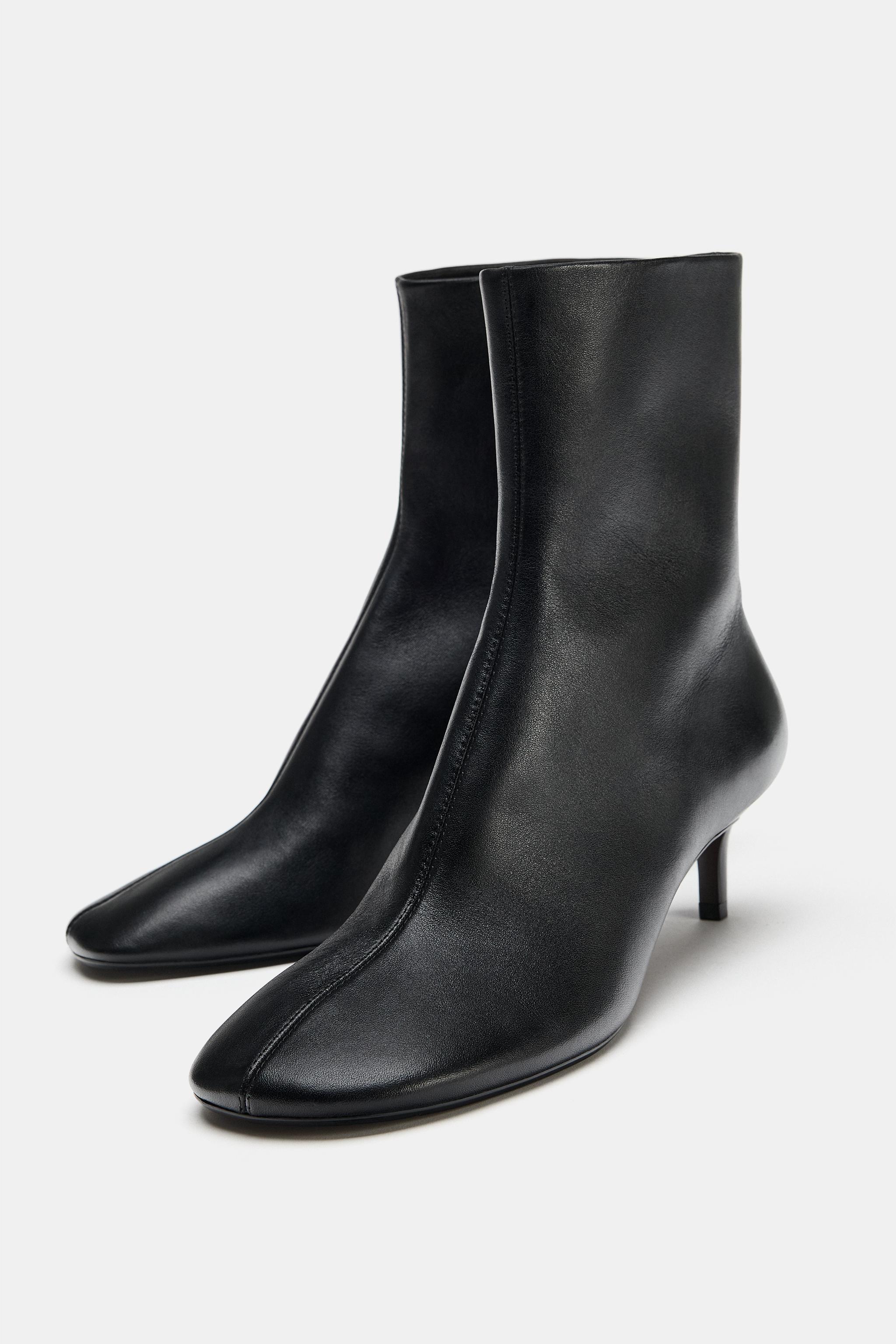 LEATHER HEELED ANKLE BOOTS