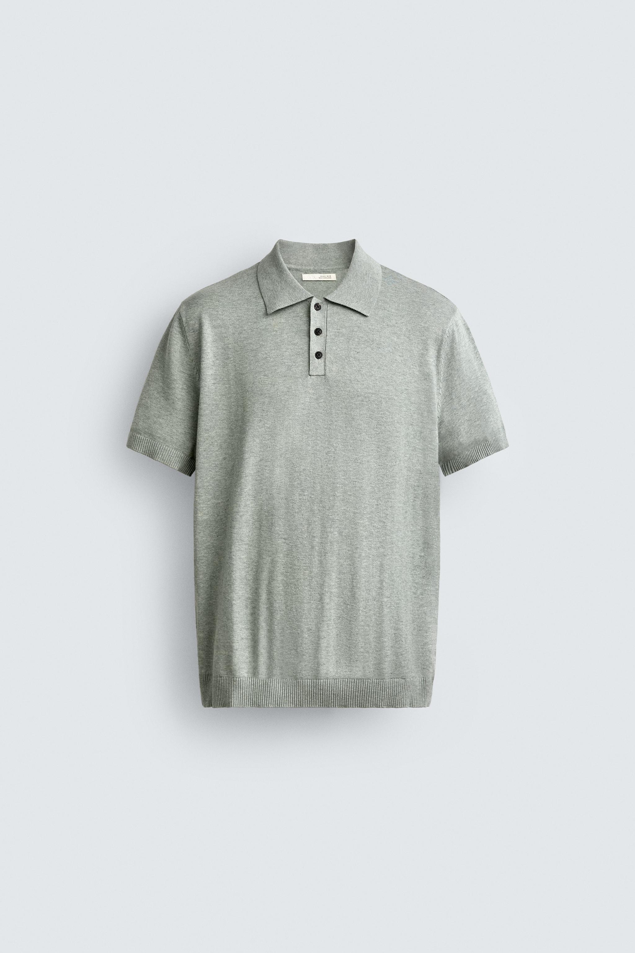 REGULAR FIT TEXTURED KNIT POLO SHIRT - Green marl | ZARA United